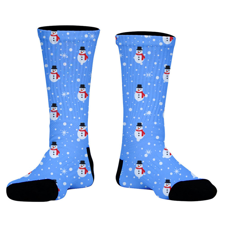 Snowman Christmas Crew Socks - Blue