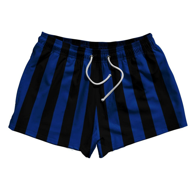 Royal Blue & Black Vertical Stripe 2.5" Swim Shorts Made in USA by Ultras