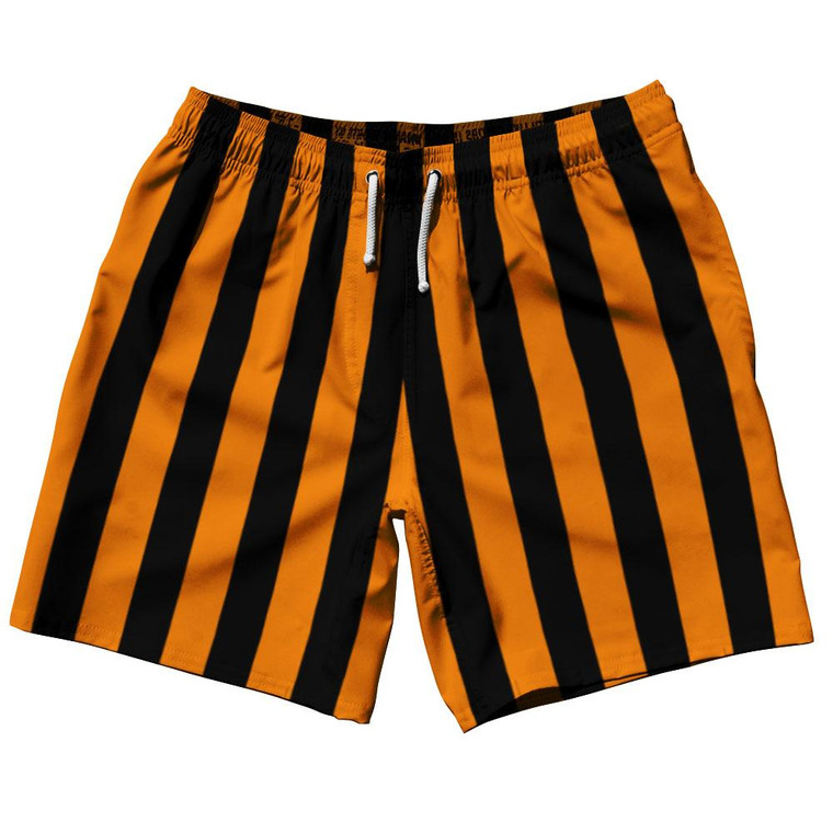 Tennessee Orange & Black Vertical Stripe Swim Shorts 7.5" Made in USA by Ultras