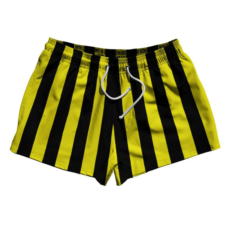 Canary Yellow & Black Vertical Stripe 2.5" Swim Shorts Made in USA by Ultras