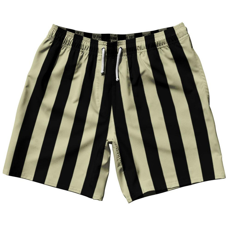 Vegas Gold & Black Vertical Stripe Swim Shorts 7.5" Made in USA by Ultras