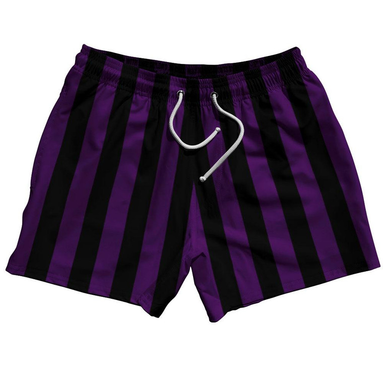 Medium Purple & Black Vertical Stripe 5" Swim Shorts Made in USA by Ultras