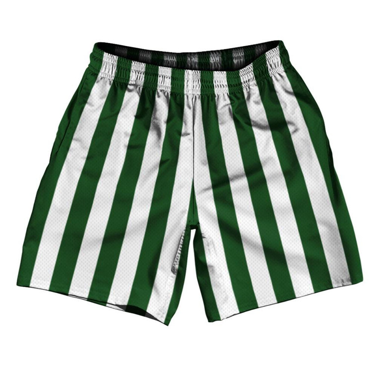 Hunter Green & White Vertical Stripe Athletic Running Fitness Exercise Shorts 7" Inseam Shorts Made In USA by Ultras