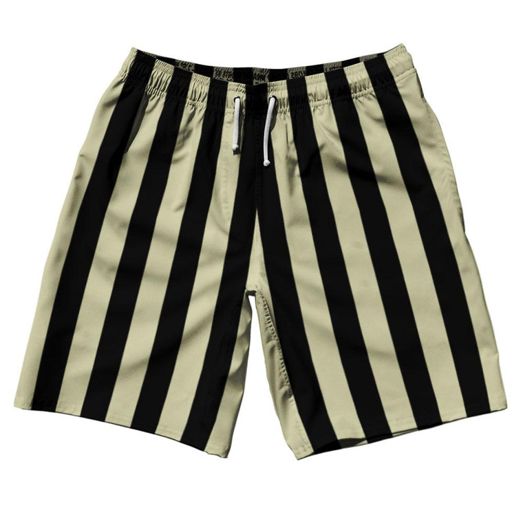 Vegas Gold & Black Vertical Stripe 10" Swim Shorts Made in USA by Ultras
