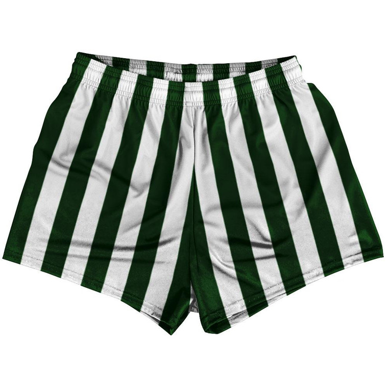 Forest Green & White Vertical Stripe Womens & Girls Sport Shorts End Made In USA by Ultras