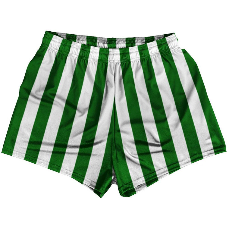 Kelly Green & White Vertical Stripe Womens & Girls Sport Shorts End Made In USA by Ultras