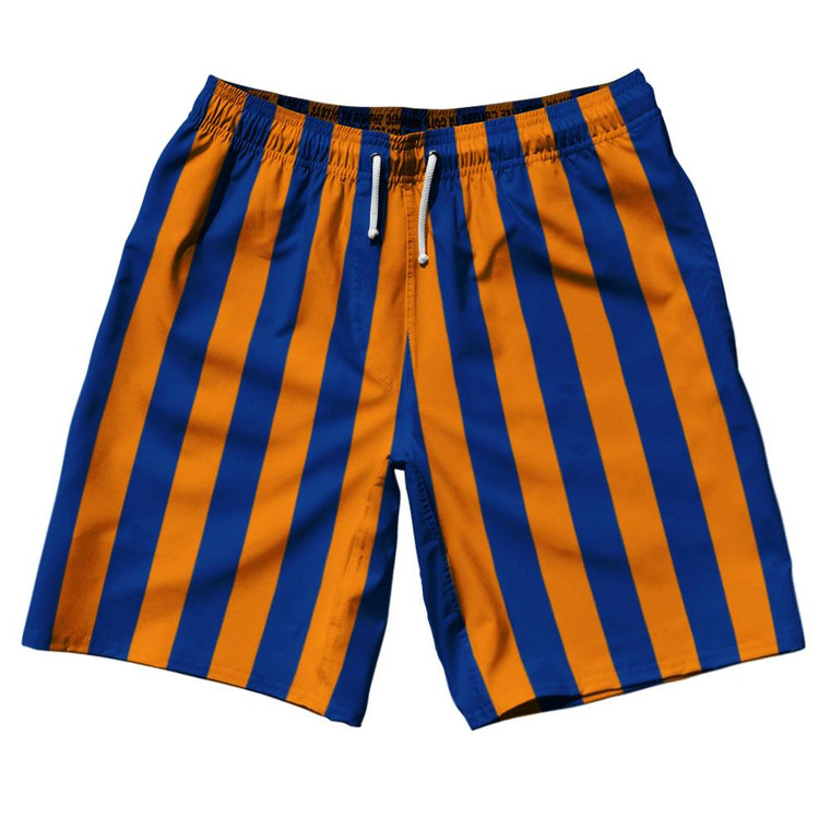 Royal Blue & Tennessee Orange Vertical Stripe 10" Swim Shorts Made in USA by Ultras