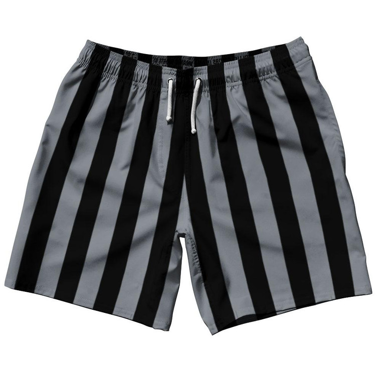 Dark Gray & Black Vertical Stripe Swim Shorts 7.5" Made in USA by Ultras