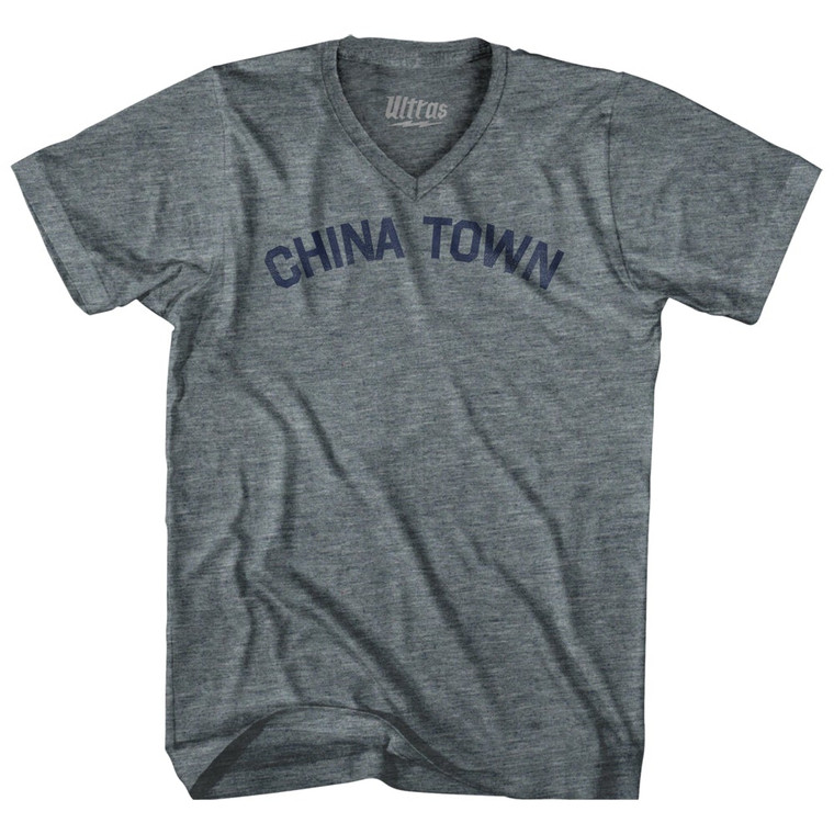 China Town Tri-Blend V-neck Womens Junior Cut T-shirt by Ultras