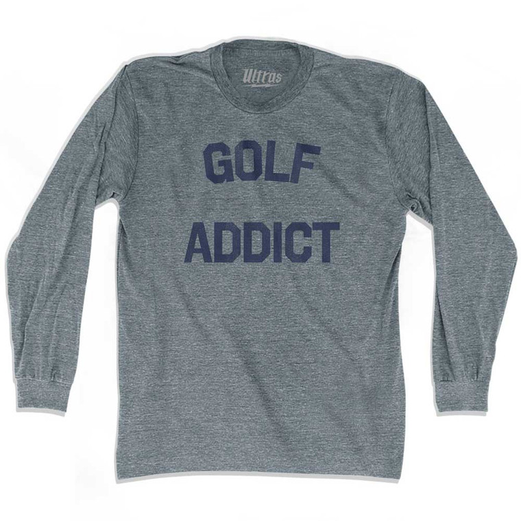Golf Addict Adult Tri-Blend Long Sleeve T-shirt - Athletic Grey