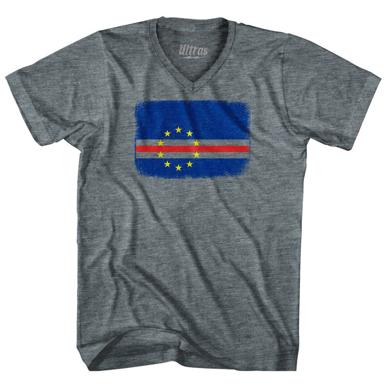 Cape Verde Country Flag Adult Tri-Blend V-Neck T-Shirt by Ultras