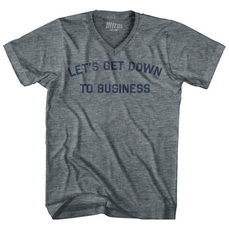 Lets Get Down To Business Adult Tri-Blend V-neck T-shirt - Athletic Grey