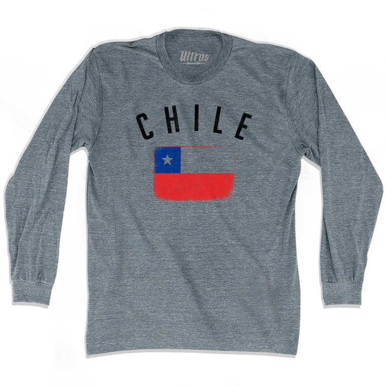 Chile Country Flag Heritage Adult Tri-Blend Long Sleeve T-Shirt by Ultras