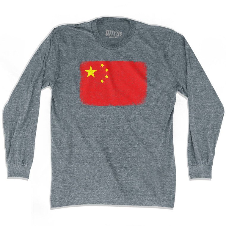 China Country Flag Adult Tri-Blend Long Sleeve T-Shirt by Ultras