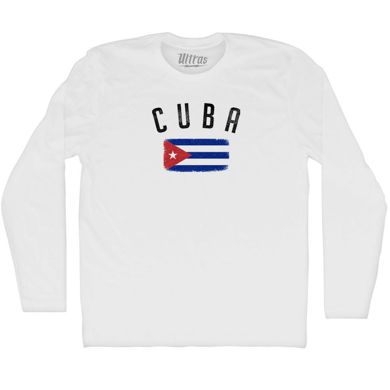 Cuba Country Flag Heritage Adult Cotton Long Sleeve T-Shirt - White