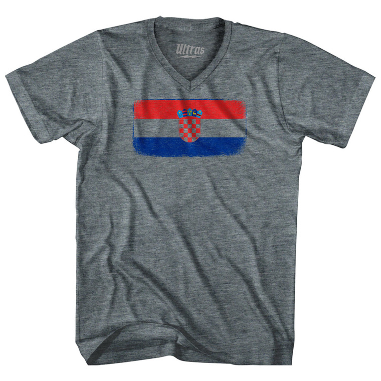 Croatia Country Flag Adult Tri-Blend V-Neck T-Shirt by Ultras