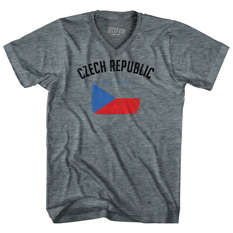 Czech Republic Country Flag Heritage Adult Tri-Blend V-Neck T-Shirt by Ultras