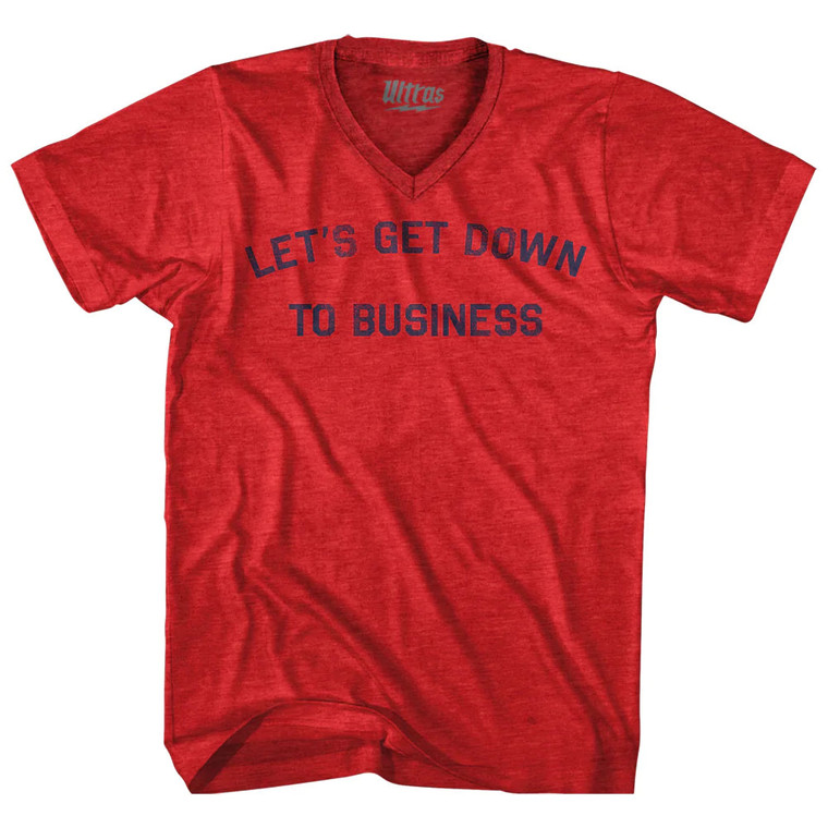 Lets Get Down To Business Adult Tri-Blend V-neck T-shirt - Heather Red