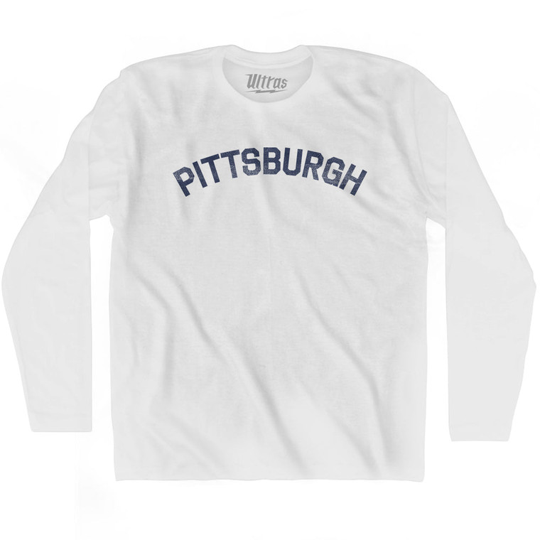 Pittsburgh Adult Cotton Long Sleeve T-shirt - White