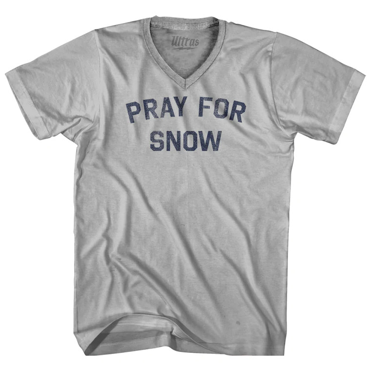 Pray For Snow Adult Tri-Blend V-neck T-shirt - Cool Grey