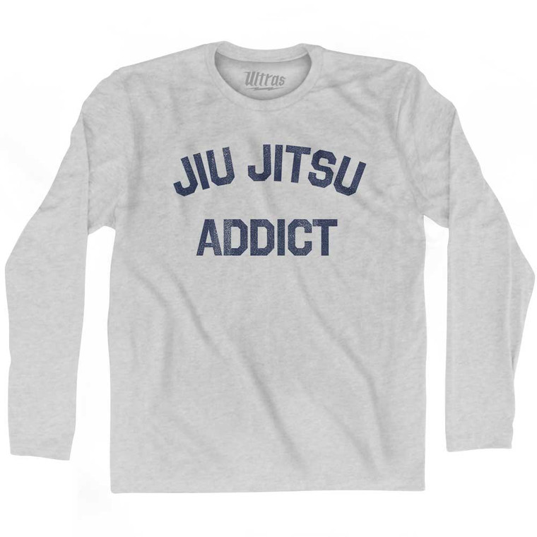 Jiu Jitsu Addict Adult Cotton Long Sleeve T-shirt - Grey Heather