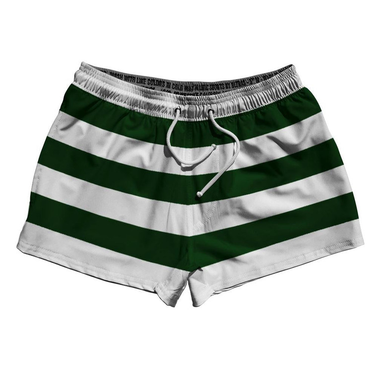 Forest Green & White Horizontal Stripe 2.5" Swim Shorts Made in USA by Ultras