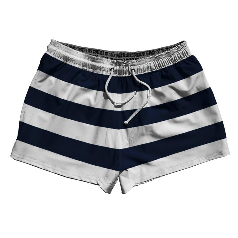 Navy & White Horizontal Stripe 2.5" Swim Shorts Made in USA by Ultras