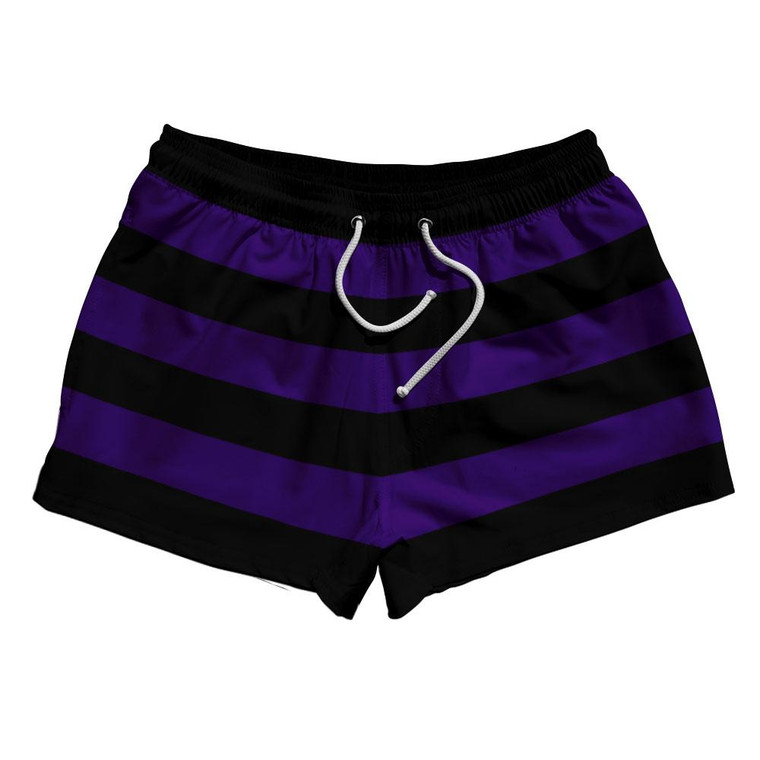 Laker Purple & Black Horizontal Stripe 2.5" Swim Shorts Made in USA by Ultras