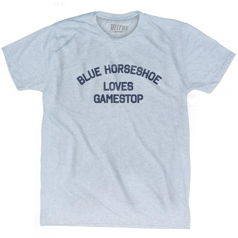 Blue Horseshoe Loves Gamestop Adult Tri-Blend T-Shirt by Ultras