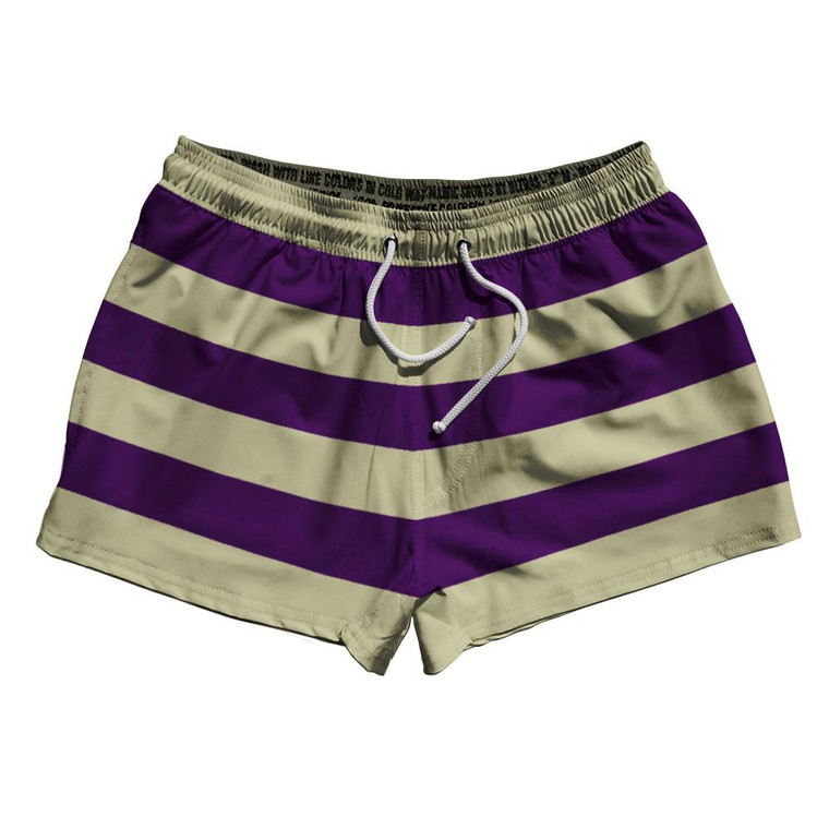 Medium Purple & Vegas Gold Horizontal Stripe 2.5" Swim Shorts Made in USA by Ultras
