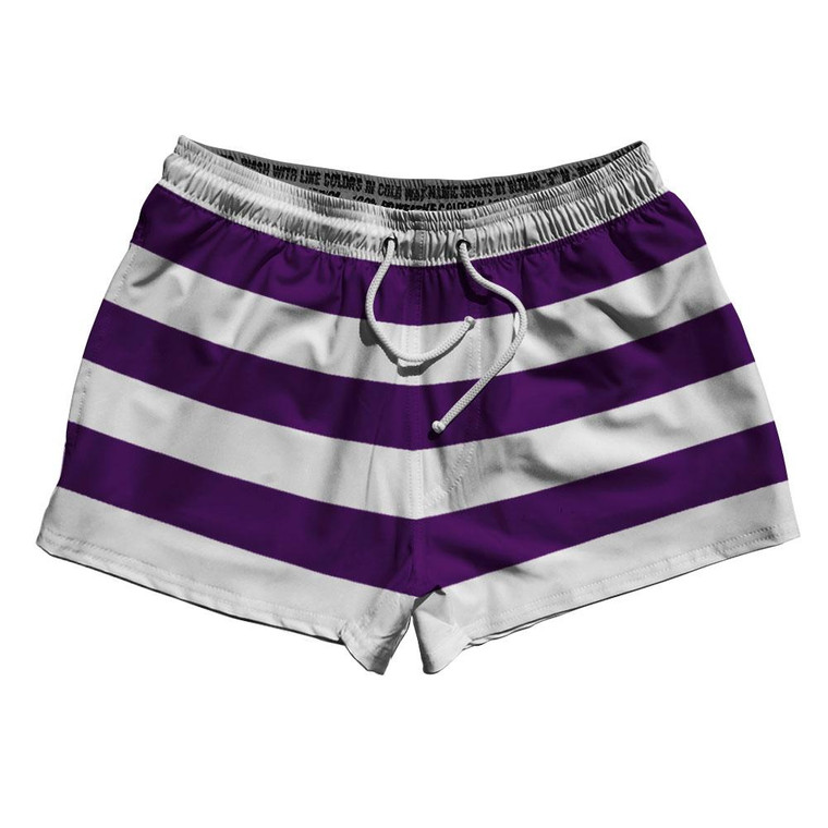 Medium Purple & White Horizontal Stripe 2.5" Swim Shorts Made in USA by Ultras