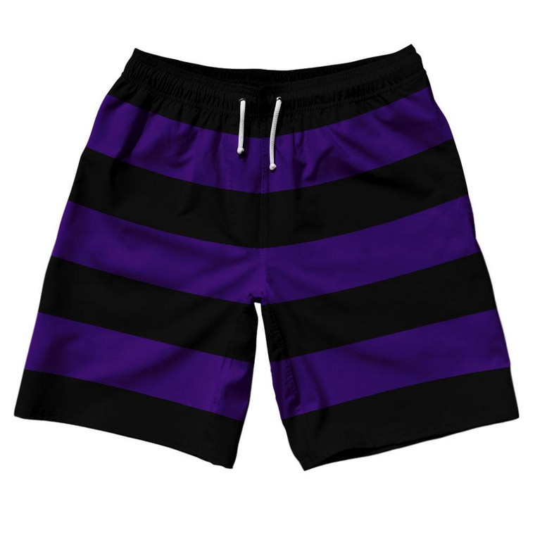 Laker Purple & Black Horizontal Stripe 10" Swim Shorts Made in USA by Ultras