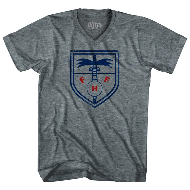 Vintage Haiti Soccer Crest Adult Tri-Blend V-Neck T-Shirt by Ultras