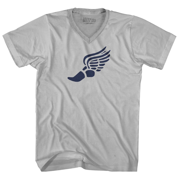 Running Winged Foot Adult Tri-Blend V-neck T-shirt - Cool Grey