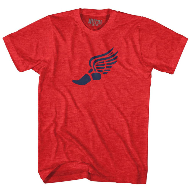 Running Winged Foot Adult Tri-Blend T-shirt - Athletic Red