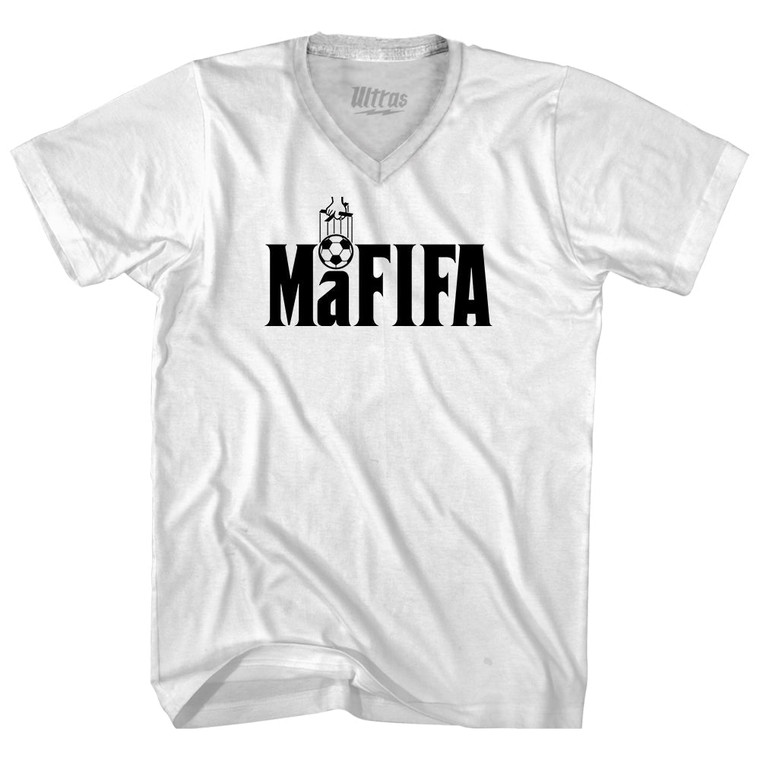 Mafifa Fifa Mafia Corruption Adult Tri-Blend V-neck T-shirt - White