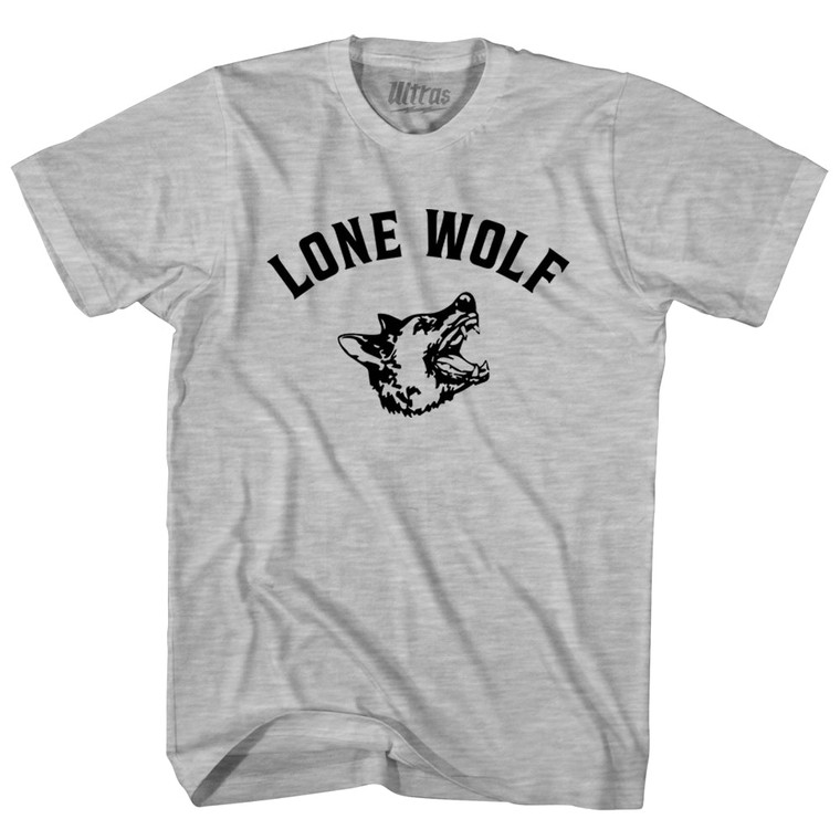 Lone Wolf Black Wolf Adult Cotton T-shirt - Grey Heather