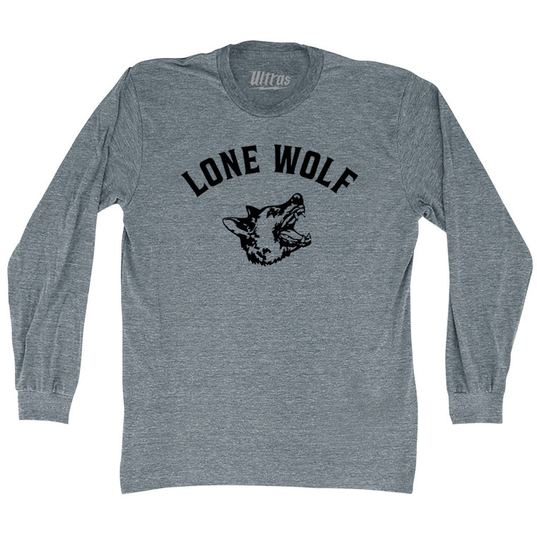 Lone Wolf Black Wolf Adult Tri-Blend Long Sleeve T-shirt - Athletic Grey