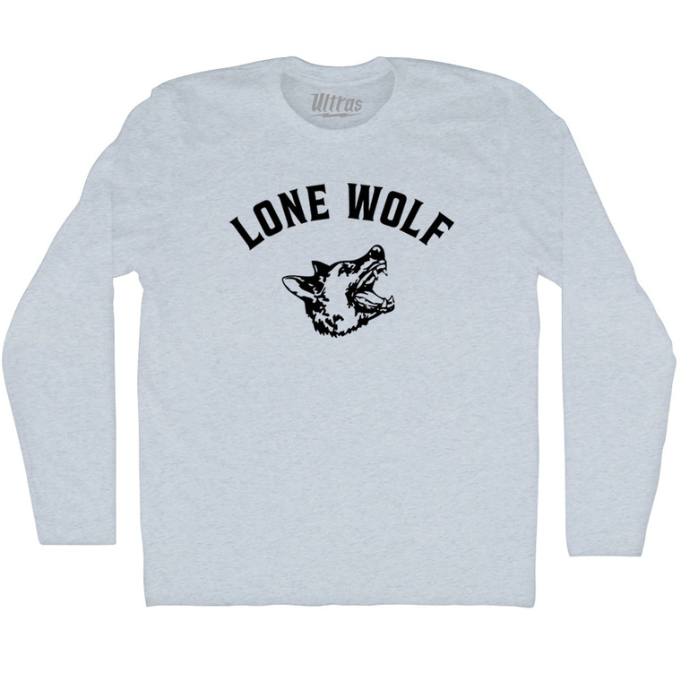 Lone Wolf Black Wolf Adult Tri-Blend Long Sleeve T-shirt - Athletic White