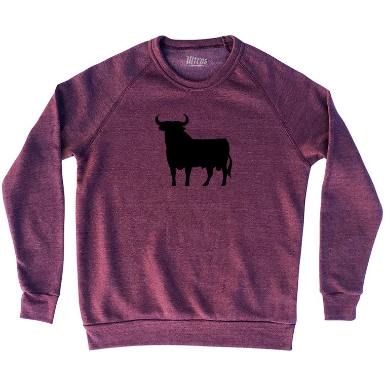 Spain Black Bull Adult Tri-Blend Sweatshirt - Cardinal