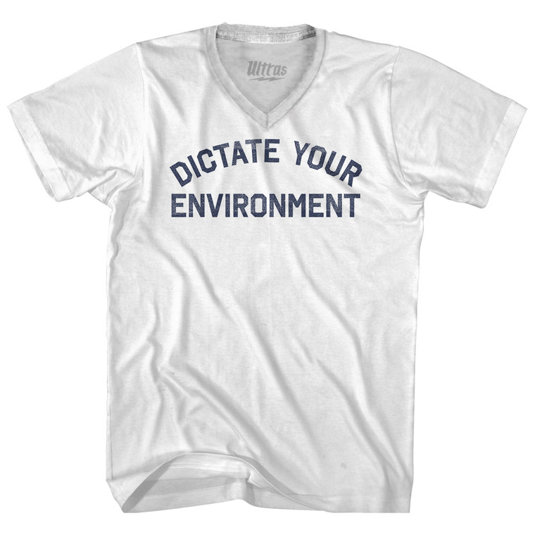 Dictate Your Environment Adult Tri-Blend V-neck T-shirt - White