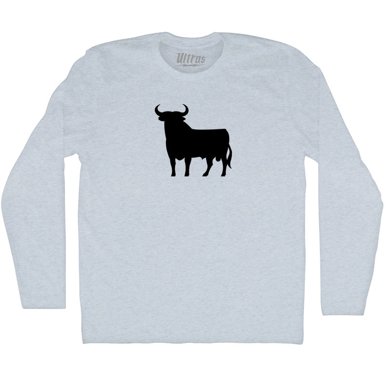 Spain Black Bull Adult Tri-Blend Long Sleeve T-shirt - Athletic White