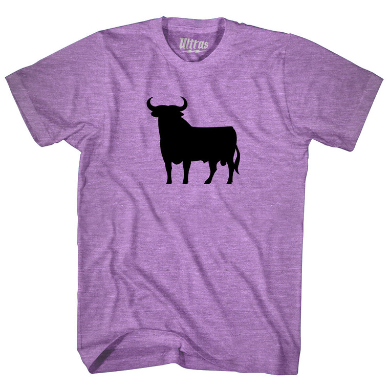 Spain Black Bull Adult Tri-Blend T-shirt - Athletic Purple