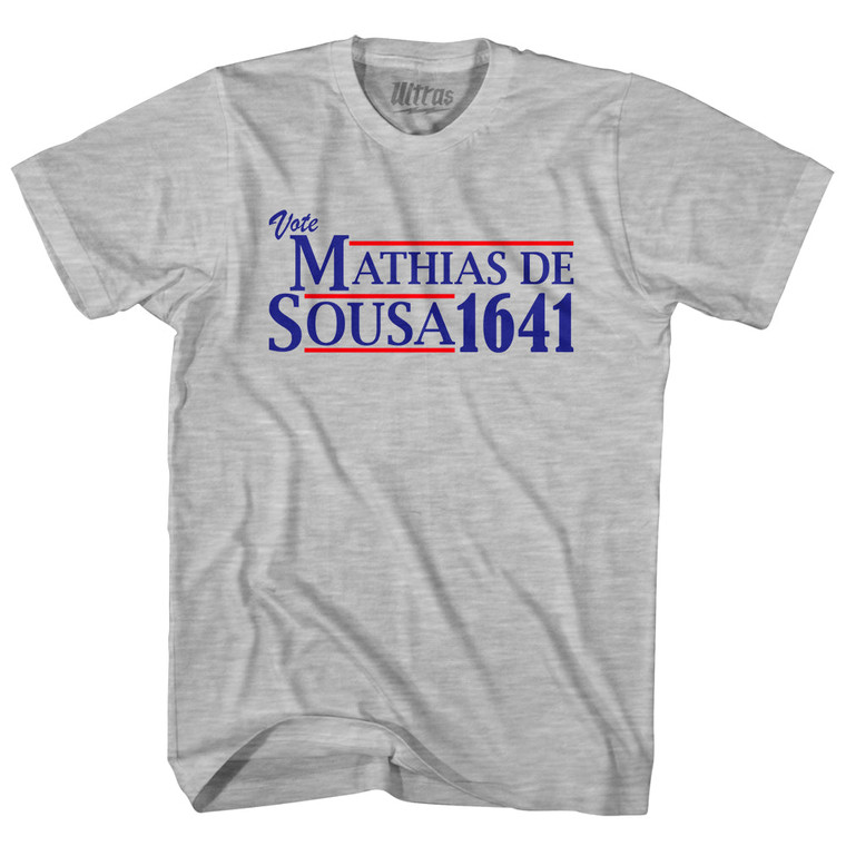 Vote Mathias de Sousa 1641 Adult Cotton T-shirt - Grey Heather