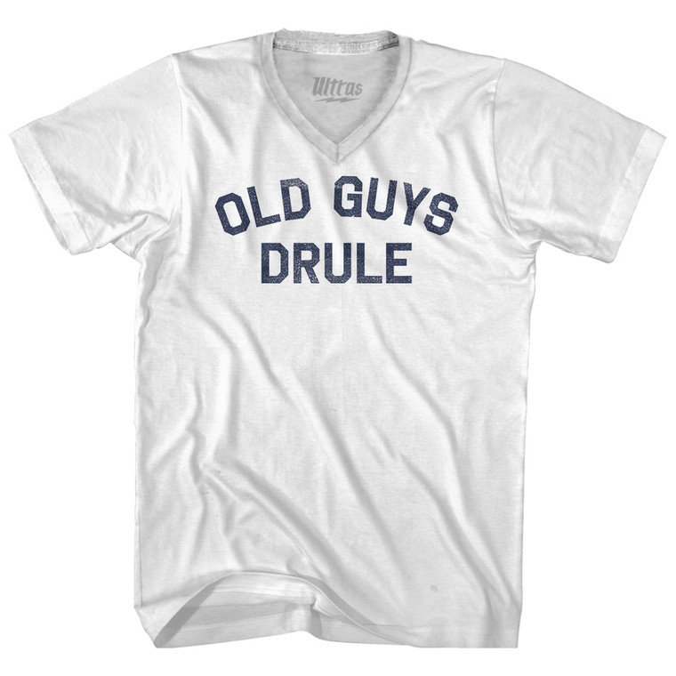 Old Guys Drule Adult Tri-Blend V-neck T-shirt - White