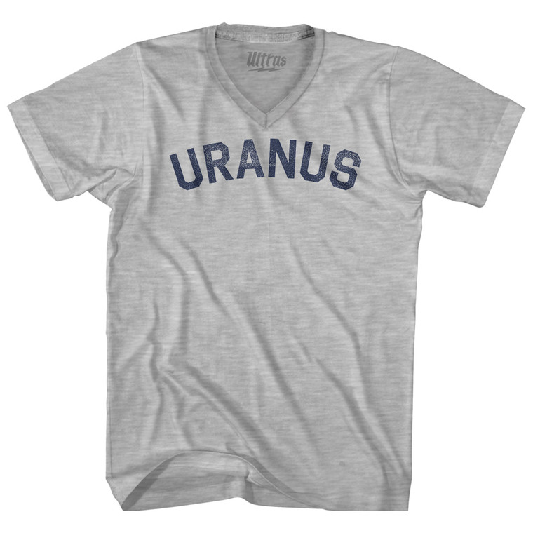 Uranus Adult Cotton V-neck T-shirt - Grey Heather