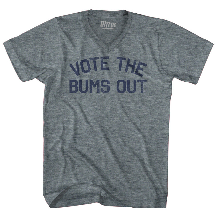 Vote The Bums Out Adult Tri-Blend V-neck T-shirt - Athletic Grey