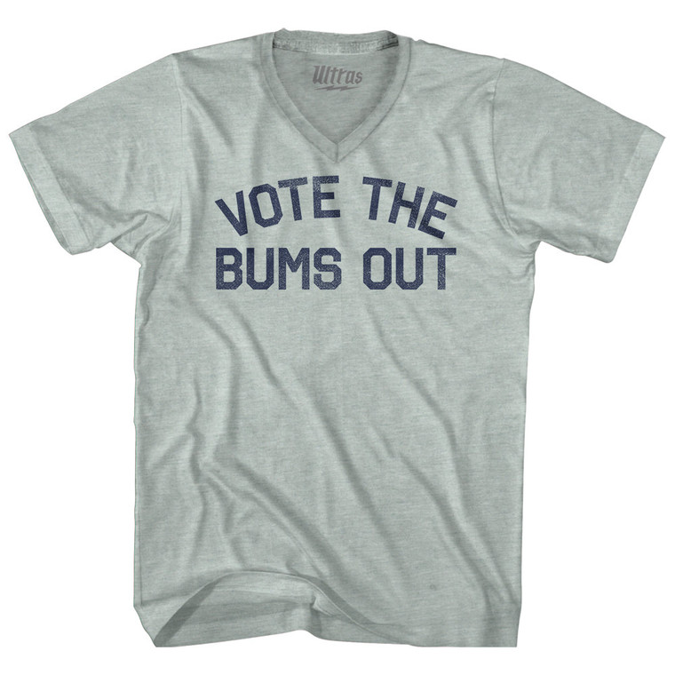 Vote The Bums Out Adult Tri-Blend V-neck T-shirt - Athletic Cool Grey