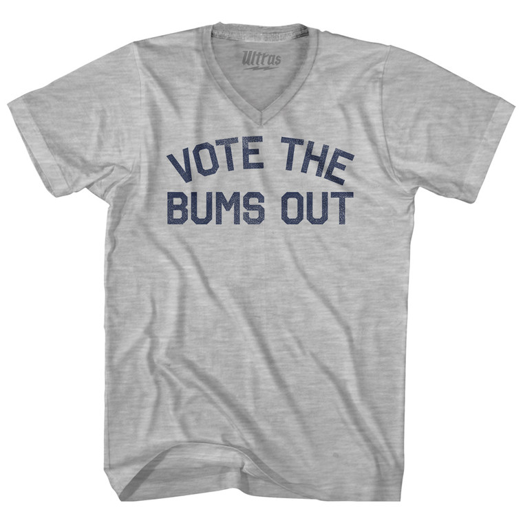 Vote The Bums Out Adult Cotton V-neck T-shirt - Grey Heather