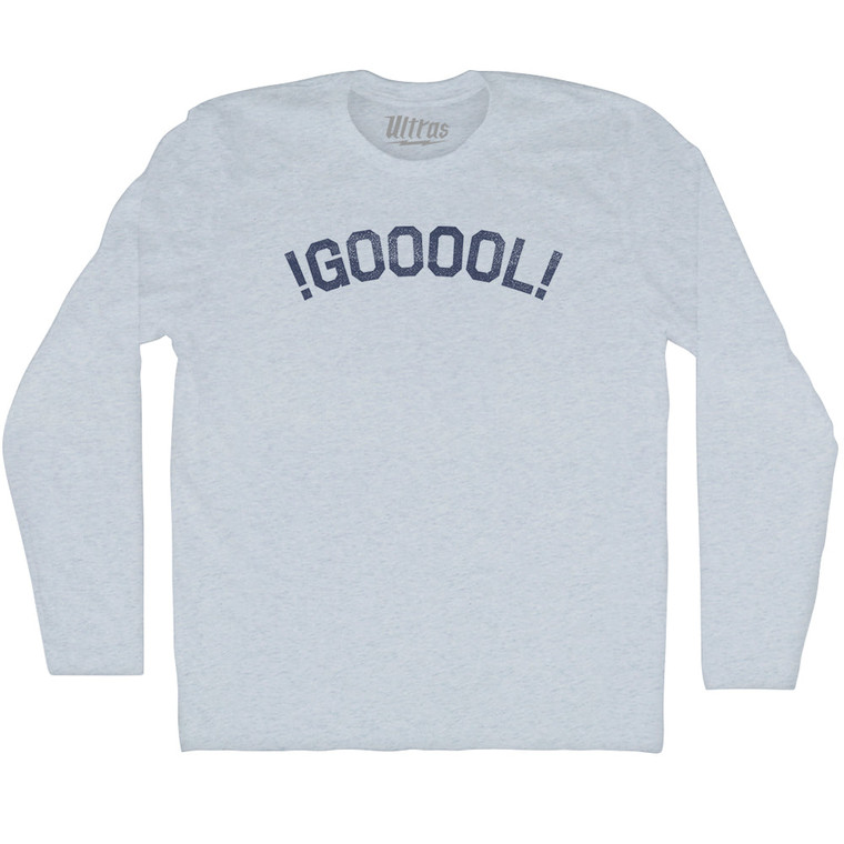 !GOOOOL! Soccer Adult Tri-Blend Long Sleeve T-shirt - Athletic White